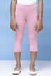 Pink Cotton Lycra Capris image number 0