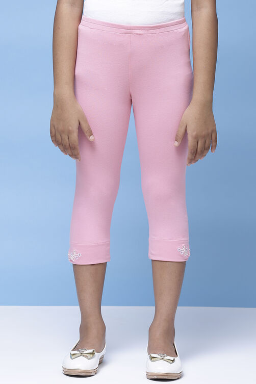 Pink Cotton Lycra Capris image number 0