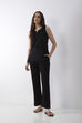Blue Viscose Blend Wide Leg Pants image number 0