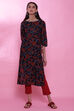 Black Cotton Straight Printed Kurta image number 6