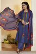 Blue Cotton Straight Suit Set image number 0