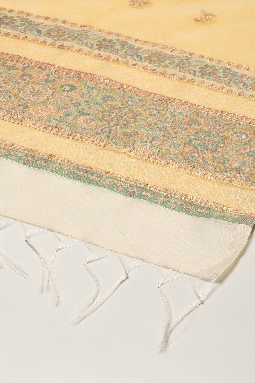 Green Cotton Blend Straight Yarndyed Kurta Suit Set image number 3