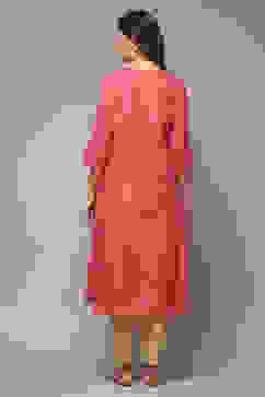 Coral Art Silk Flared Printed Kurta image number 2