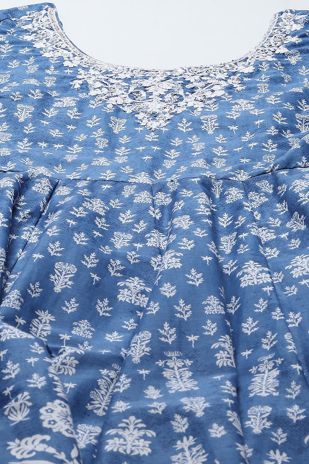 Blue Cotton A-Line Suit Set image number 1