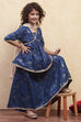 Navy Polyester Peplum Lehenga Set