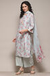 Grey Cambric Straight Kurta Palazzo Suit Set image number 4