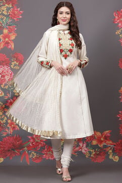 Rohit Bal Off White Cotton Silk Straight Yarndyed Suit Set image number 0