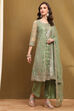 Green Net Embroidered Festive Kalidar Suit Set image number 5