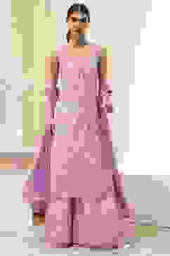 Pink Cotton Floral Strappy Straight Suit Set image number 0