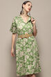 Dark Green Pure Cotton Floral Printed Straight Dress image number 1