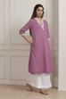 Blue Cotton Straight Kurta image number 4