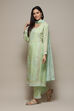 Green Organza Digital Print Unstitched Suit Set image number 6