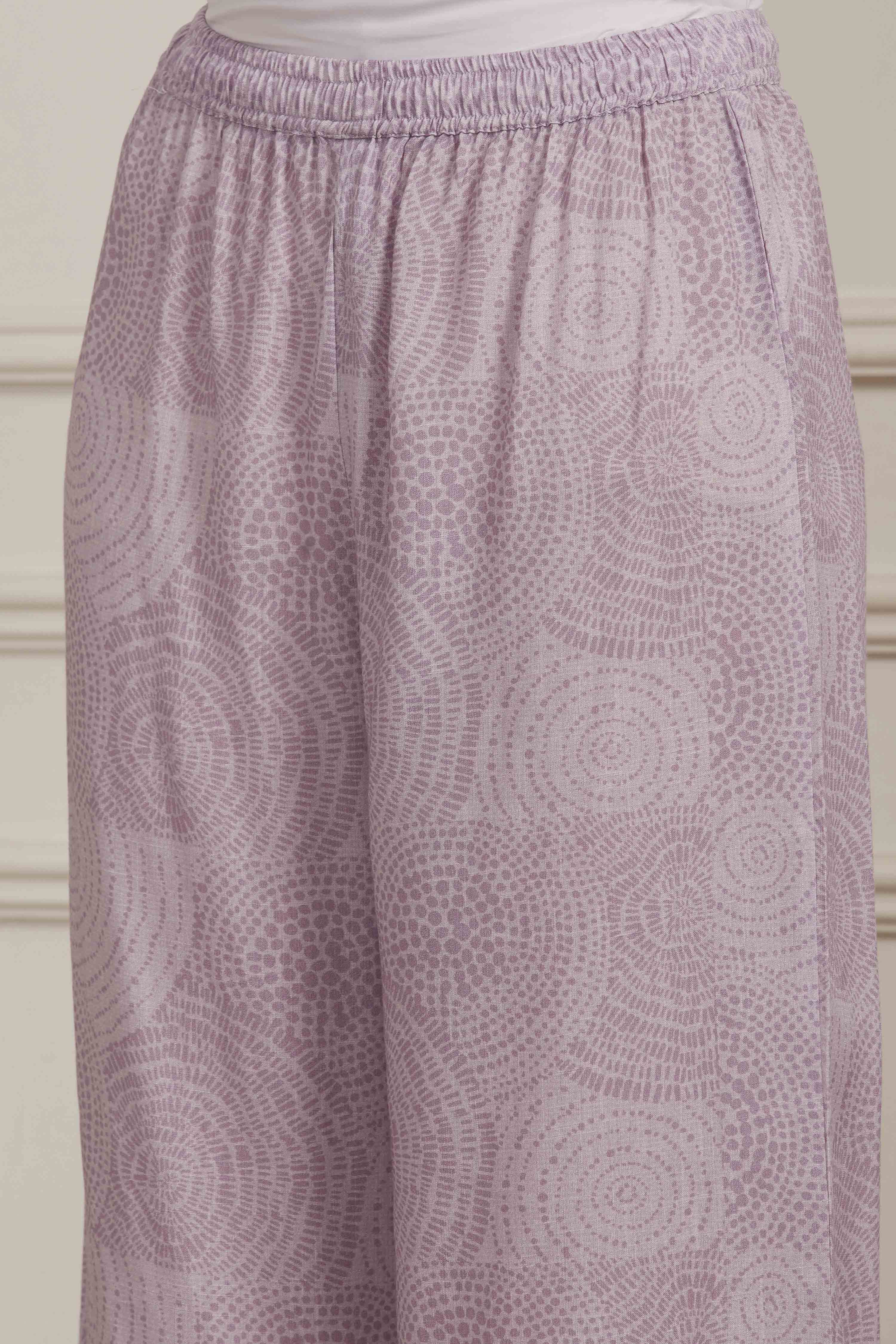 Lilac Printed Straight Kurta Set image number 2
