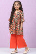 Black Cotton Anarkali Printed Kurta Set image number 3