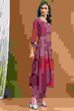 Red Modal Festive Anarkali Fusion Suit Set image number 5