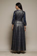 Navy Rayon Straight Printed Dress image number 4