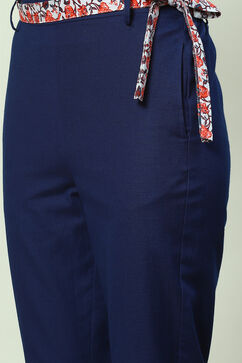 Navy Cotton Blend Palazzo image number 1