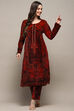 Burnt Orange Polyester Straight Printed Kurta