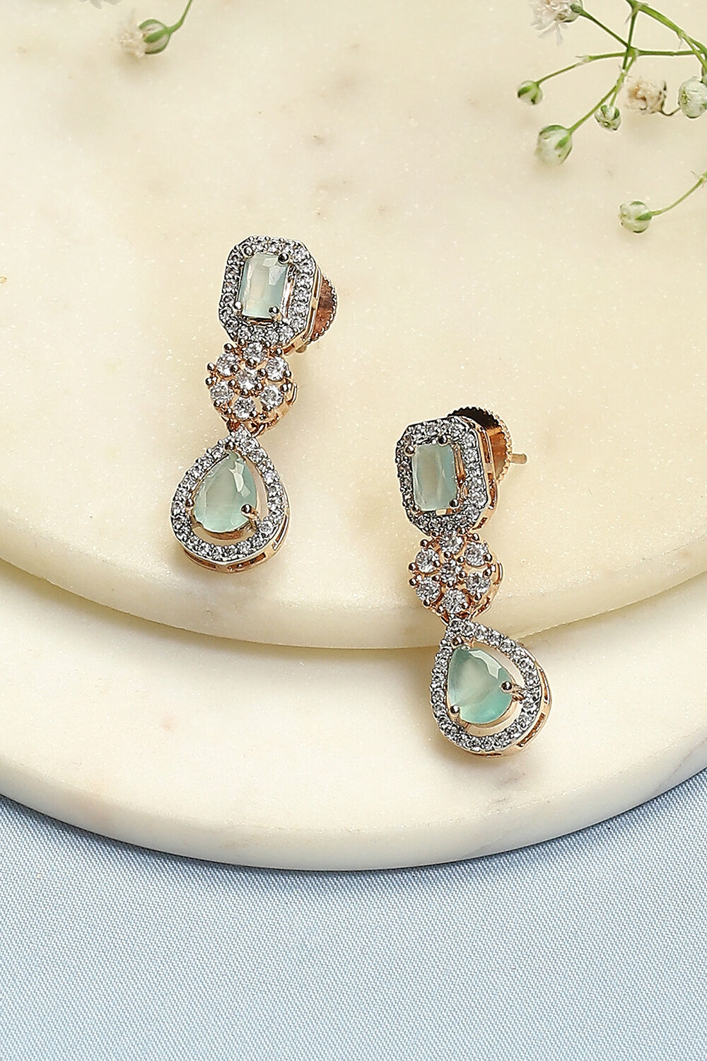 Light Green Brass Earrings image number 0