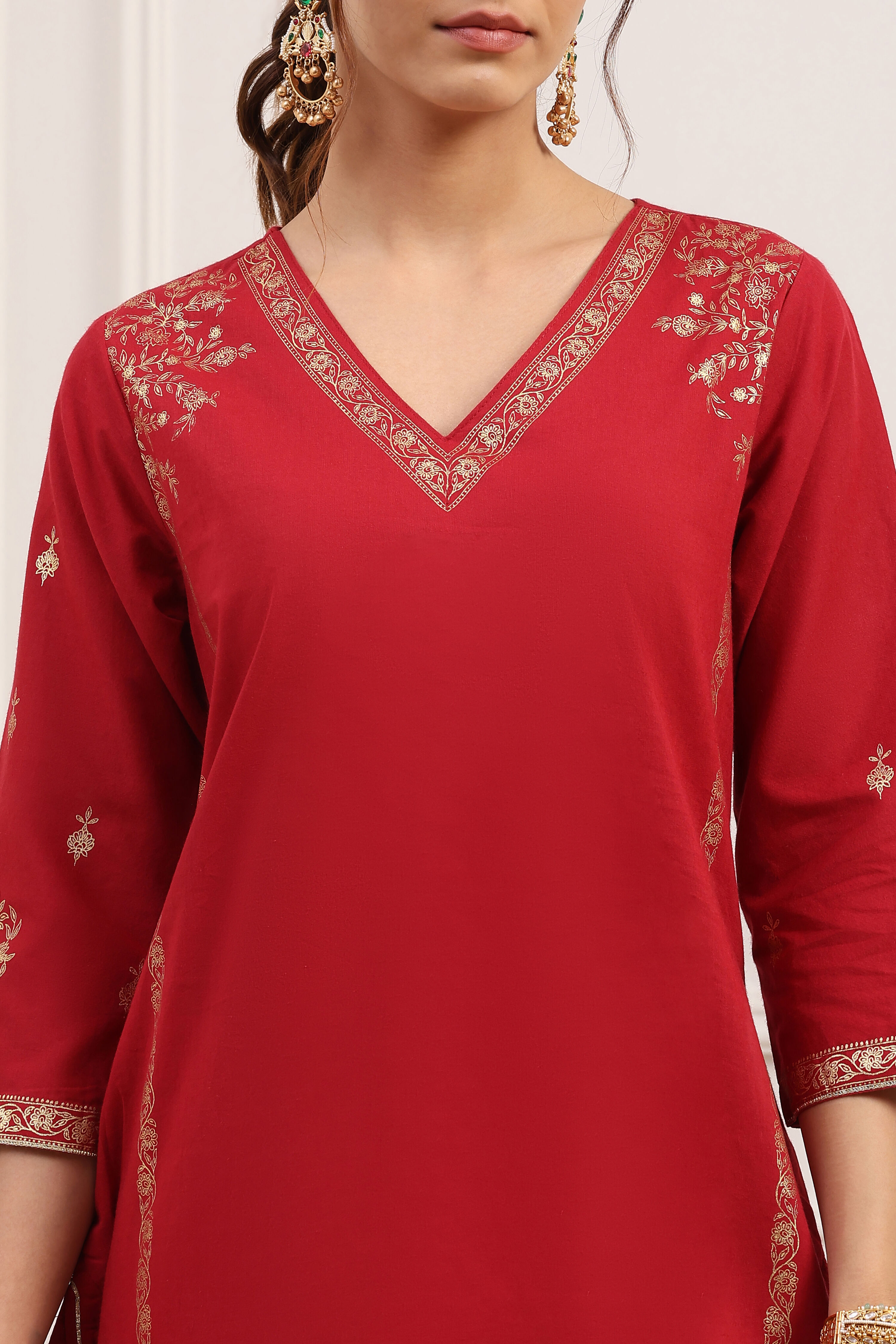 Charcoal Cotton Straight Kurta Regular Pants Suit Set image number 1
