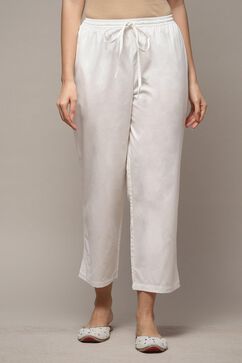Off White Cotton Straight Pant image number 5