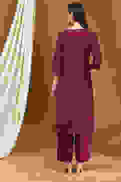 Mulberry Purple Viscose Straight Festive Kurta image number 3