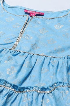 Sky Blue Cotton Tiered Printed 2 Piece Set image number 1