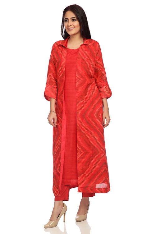 Red Cotton Straight Toga Kurta image number 3