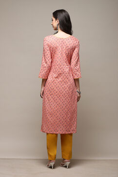 Peach Cotton Handloom Unstitched Suit Set image number 5