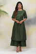 Green Flared Art Silk Fusion Wear 2 Piece Set image number 5