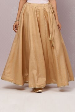 Gold Flared Metallic Cotton Skirts image number 2