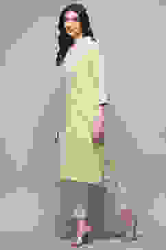 Sea Foam Cotton Straight Kurta image number 2