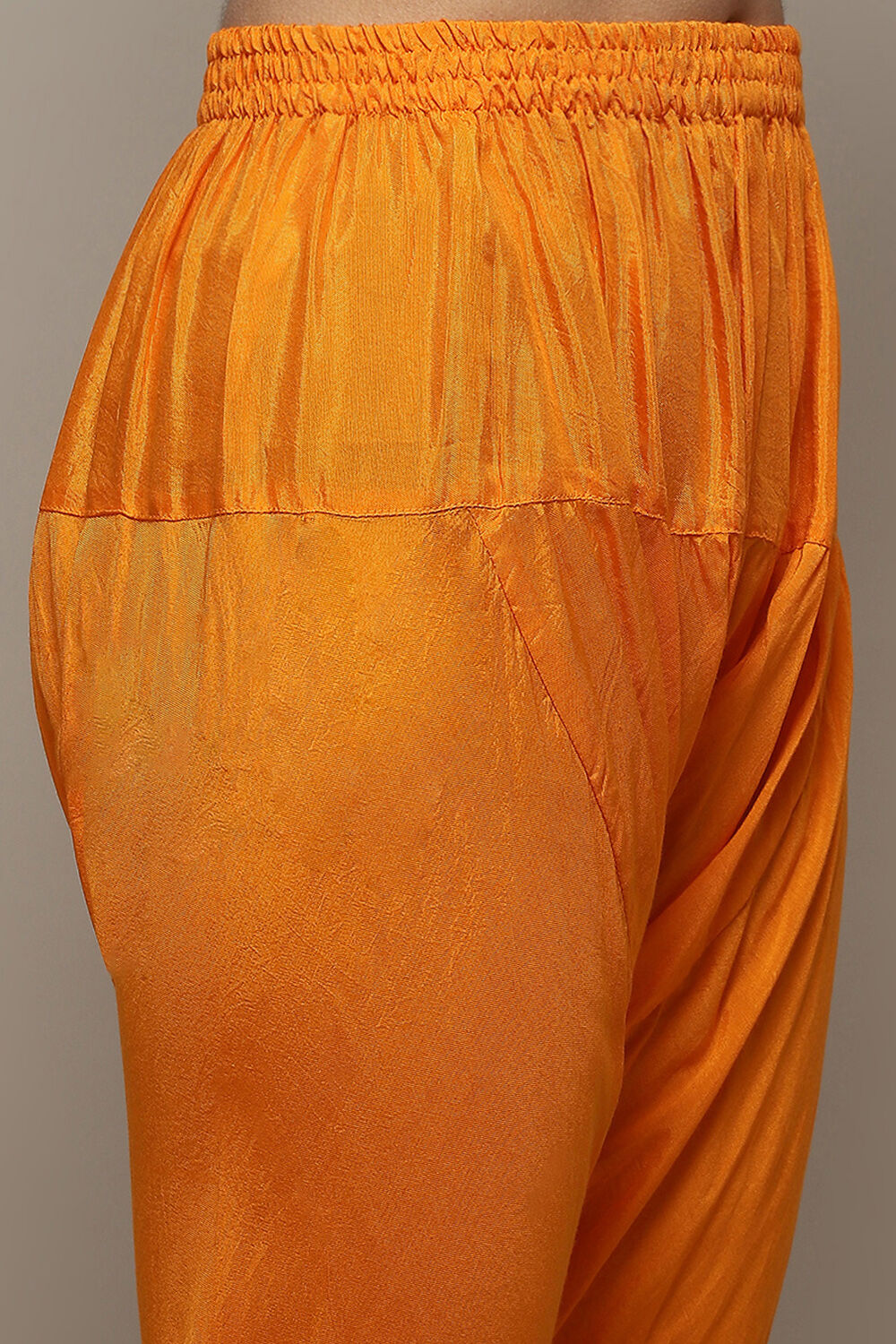 Orange Silk Blend Unstitched Suit set image number 3