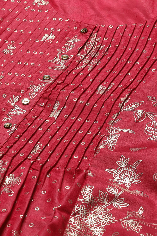Fuschia Art Silk Flared 2 Piece Set