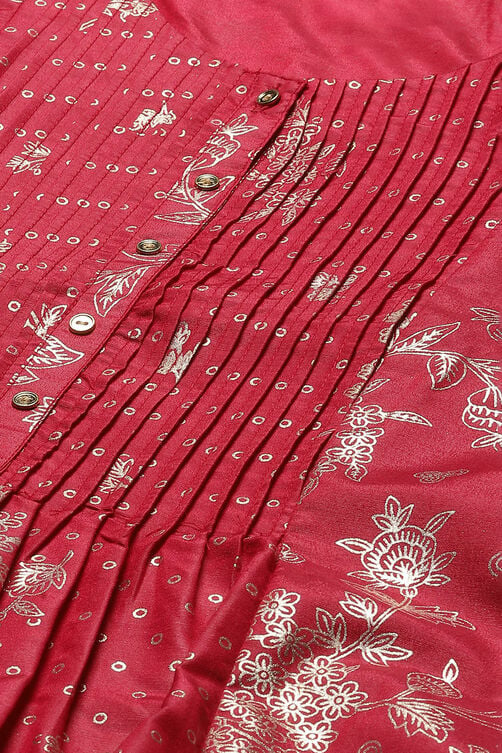 Fuschia Art Silk Flared 2 Piece Set image number 1