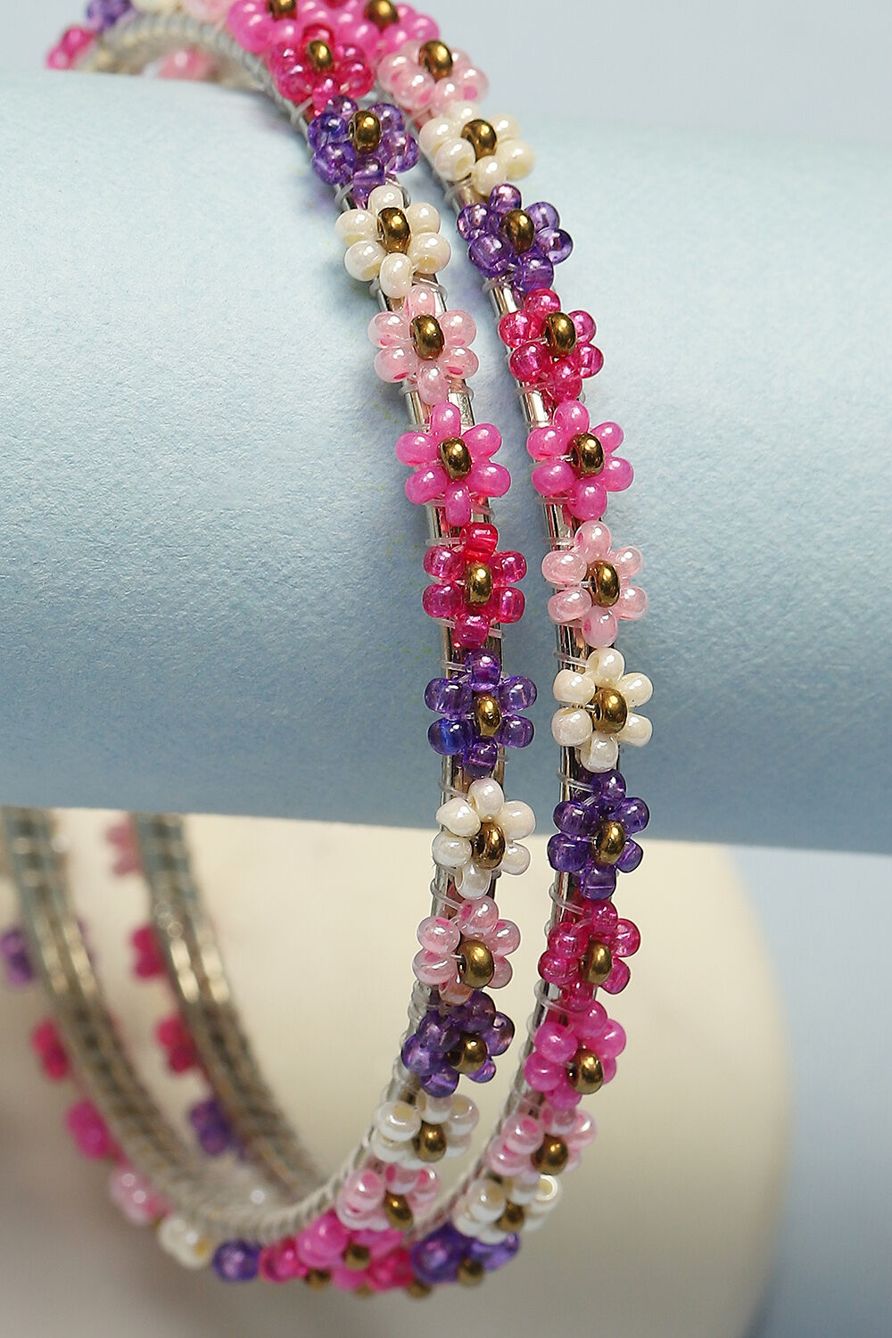 Pink & Purple Metal & Beads Kids Bangles image number 1