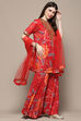 Red Polyester Straight Suit Set image number 6