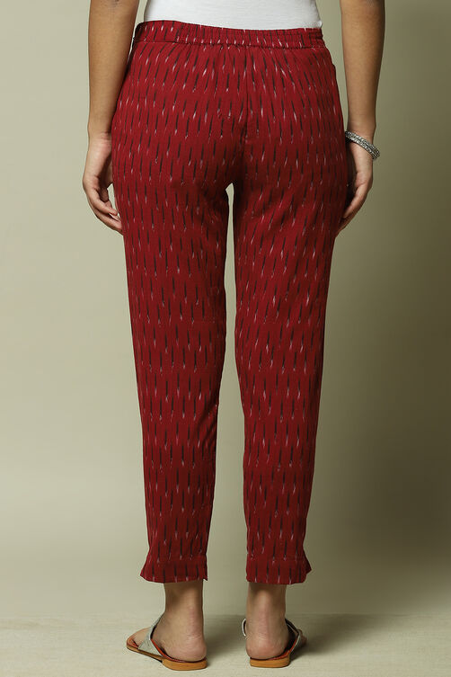 Maroon Cotton Pants image number 4