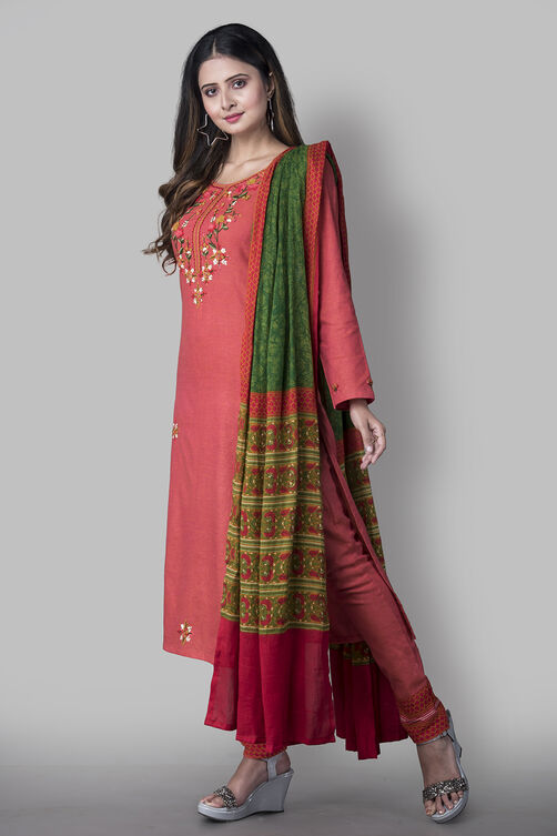 Coral Cotton Easy Stitch Suit Set image number 4
