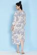 Black Cotton Flax A-line Printed Kurta Dress image number 5