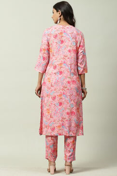 Pink Rayon Straight Co-Ord Set image number 6