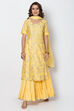 Yellow Cotton Silk Straight Kurta Garara Suit Set image number 3
