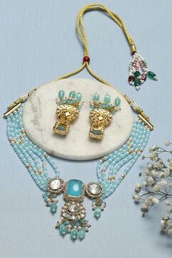 Light Blue Brass Necklace Set image number 2