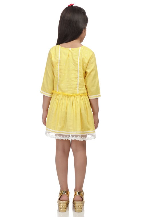 Yellow Anarkali Cotton Suit Set image number 4