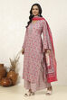 Pink Cotton Printed Unstitched Suit Set image number 4