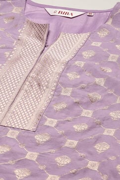 Lilac Cotton Blend Straight Yarndyed Kurta image number 1