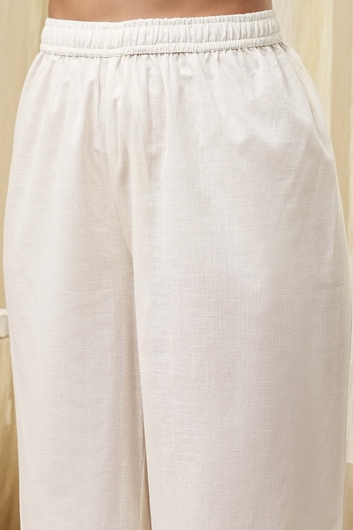 Off-White Embroidered Kalidar Suit Set image number 2