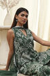 Green Cotton Floral Peplum Suit Set image number 7