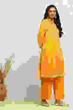 Yellow Embroidered Kalidar Suit Set image number 5