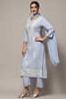 Pastel Blue Rayon Unstitched Suit set image number 5